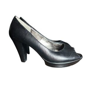 Sofft Womens Ramona II black leather peep toe pumps heel comfort size 8 1/2